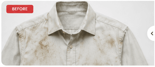 Illustrative dirty shirt before professional cleaning